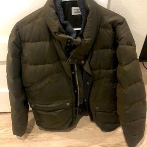 Oiled cotton men’s puff coat